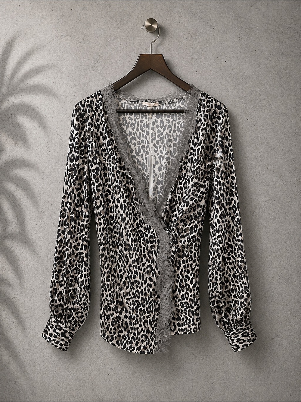 Gold Hawk Silk Kimono in Gray Animal Print / Steeple Grey